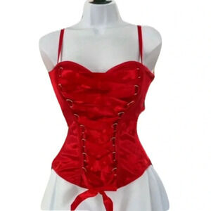 NWT / Red satin-like corset/ Adjustable/ Size  US L